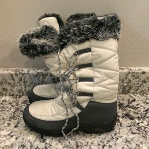 Cream, fur lined snow boots
